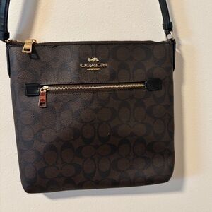 Coach Signature Brown and Black Crossbody Bag